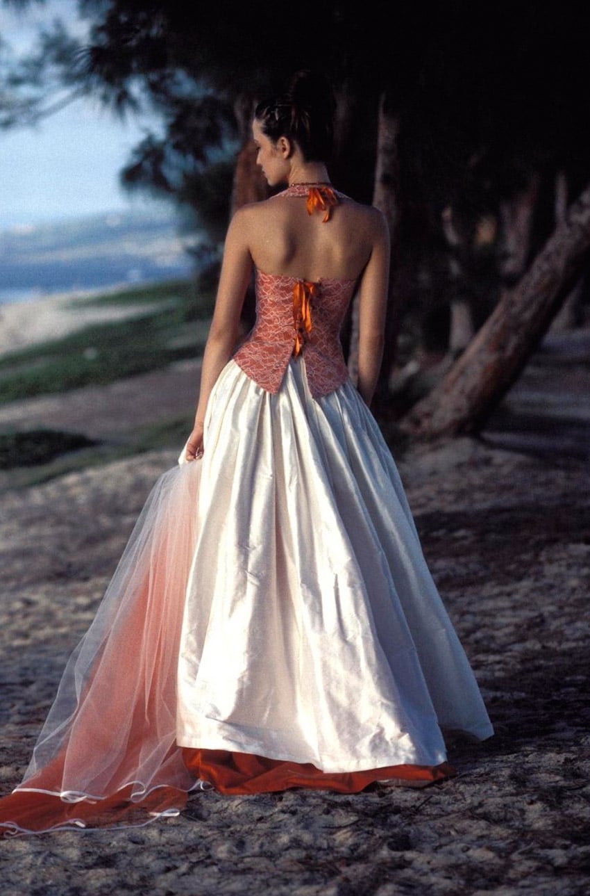 Robe de mariée orange- bustier de mariée – robe orange – robe de mariée plage – Iles -Zélia