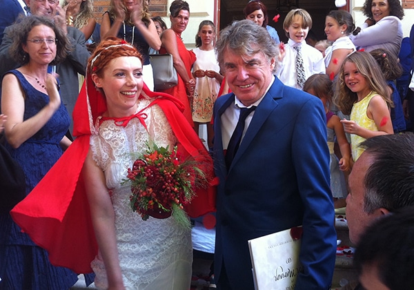 Mariage people- mariage d’artistes – robe chaperon rouge- Patricia Petibon- Didier Lockwood- Zélia